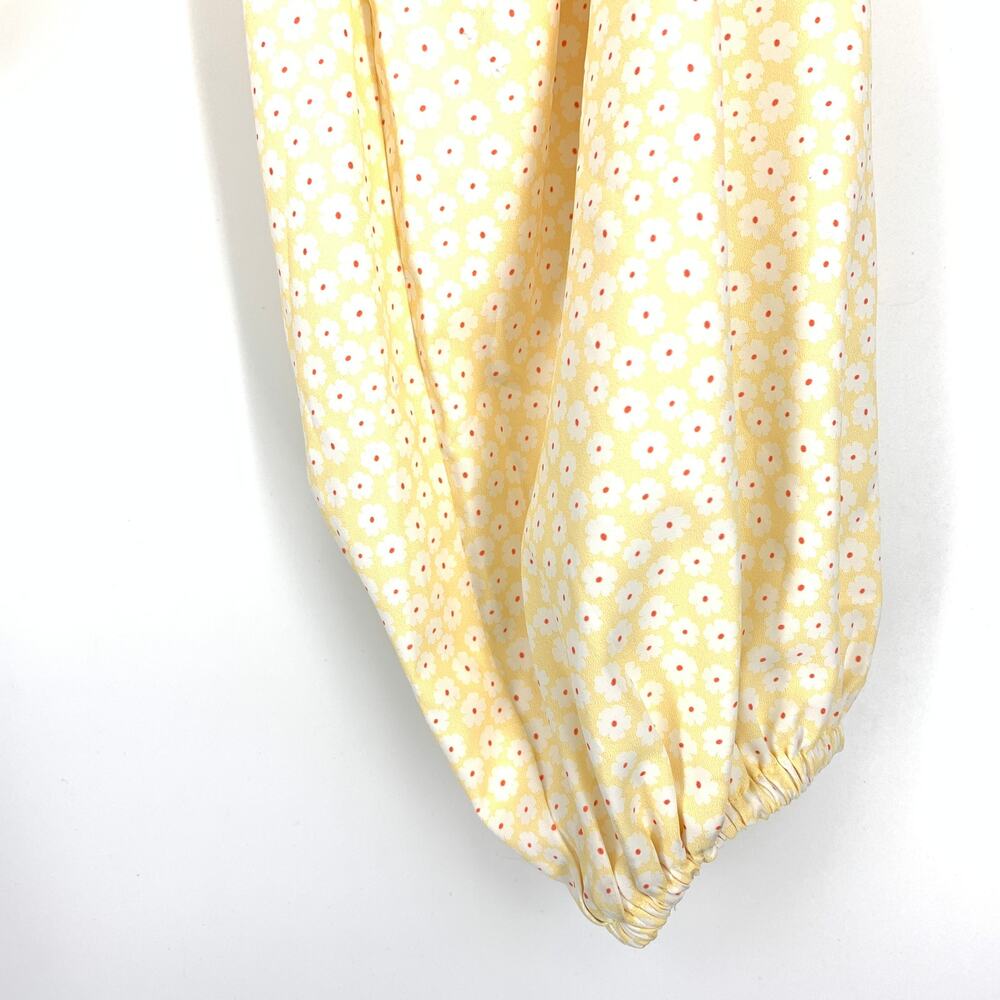 White Fox Cropped Cutout Long Sleeve Top Womens Sz S Yellow Floral Off Shoulder - Picture 4 of 6